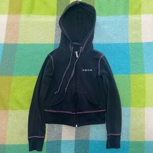 Vintage Y2K Bebe Full zip black cropped Hoodie